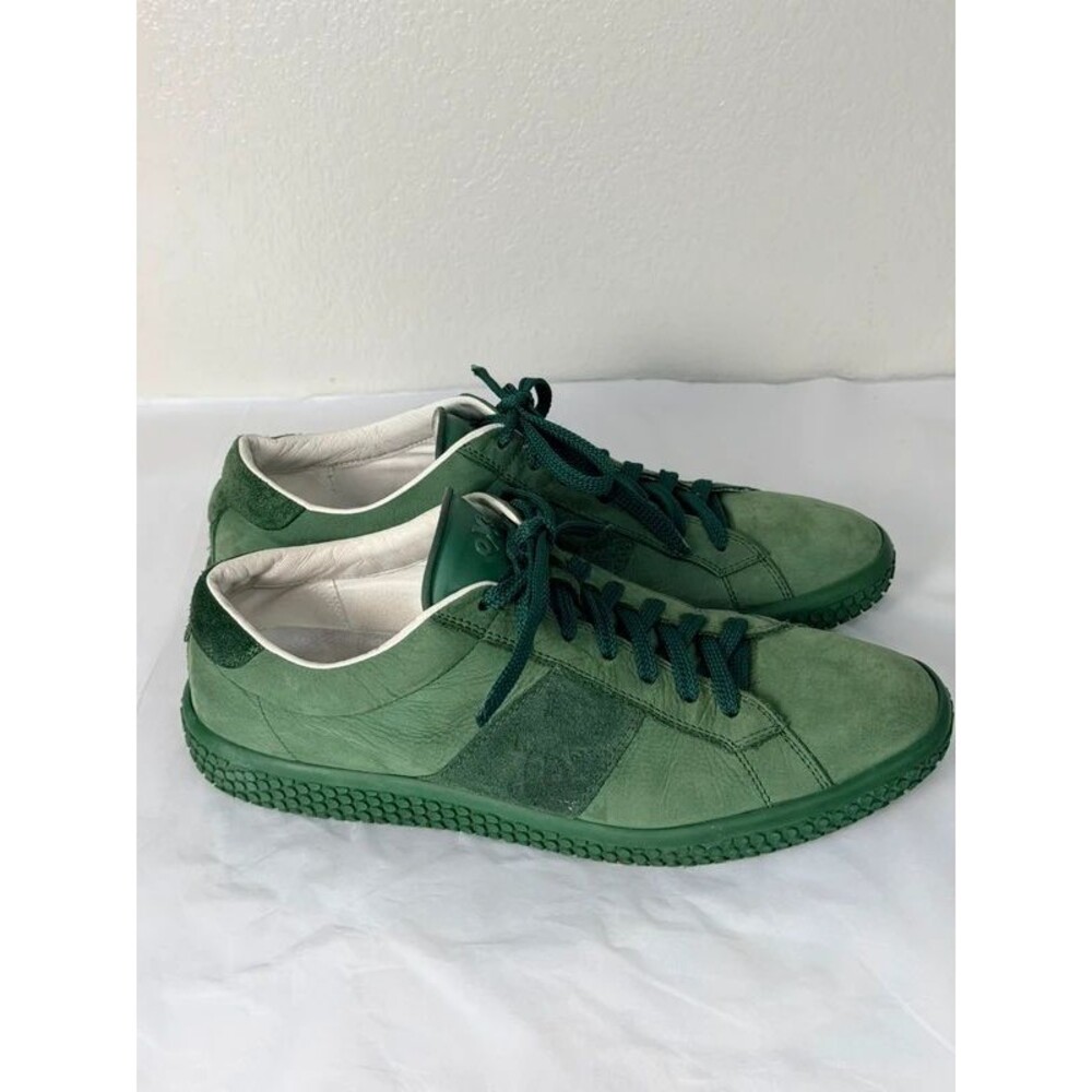 O.X.S. Leather Sneakers Men Size 11 Green Made In Italy Low Top Luxury Shoes